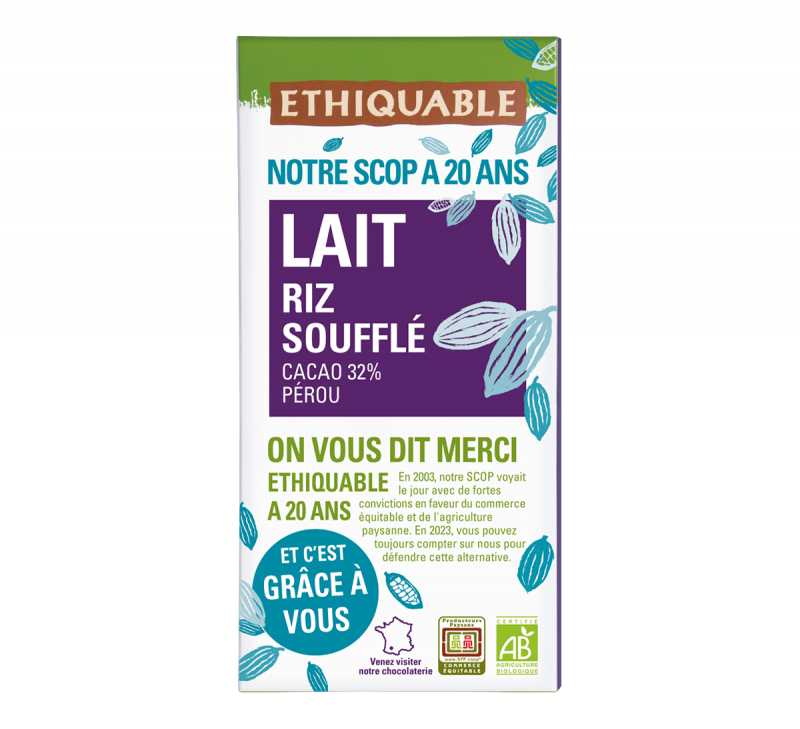 Chocolat Au Lait Bio Riz Souffl Issu Du Commerce Equitable