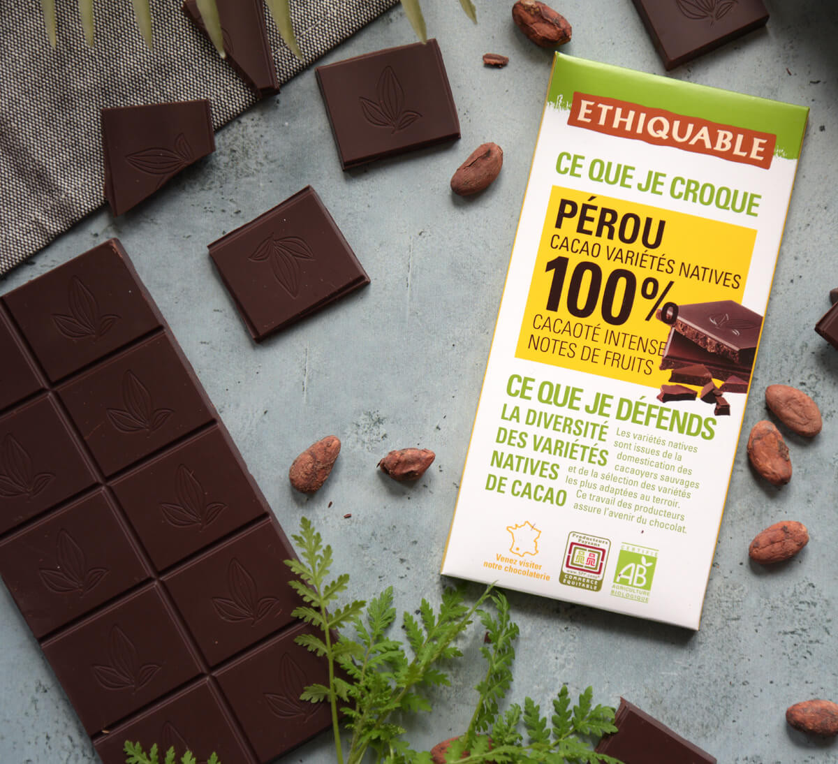 Chocolat noir dessert 65%intense bio et issu du Commerce Equitable
