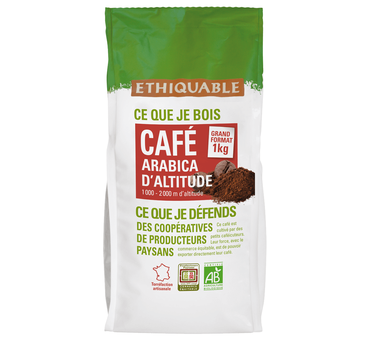 Arabica en grains bio du Congo issu du Commerce Equitable - 1 kg