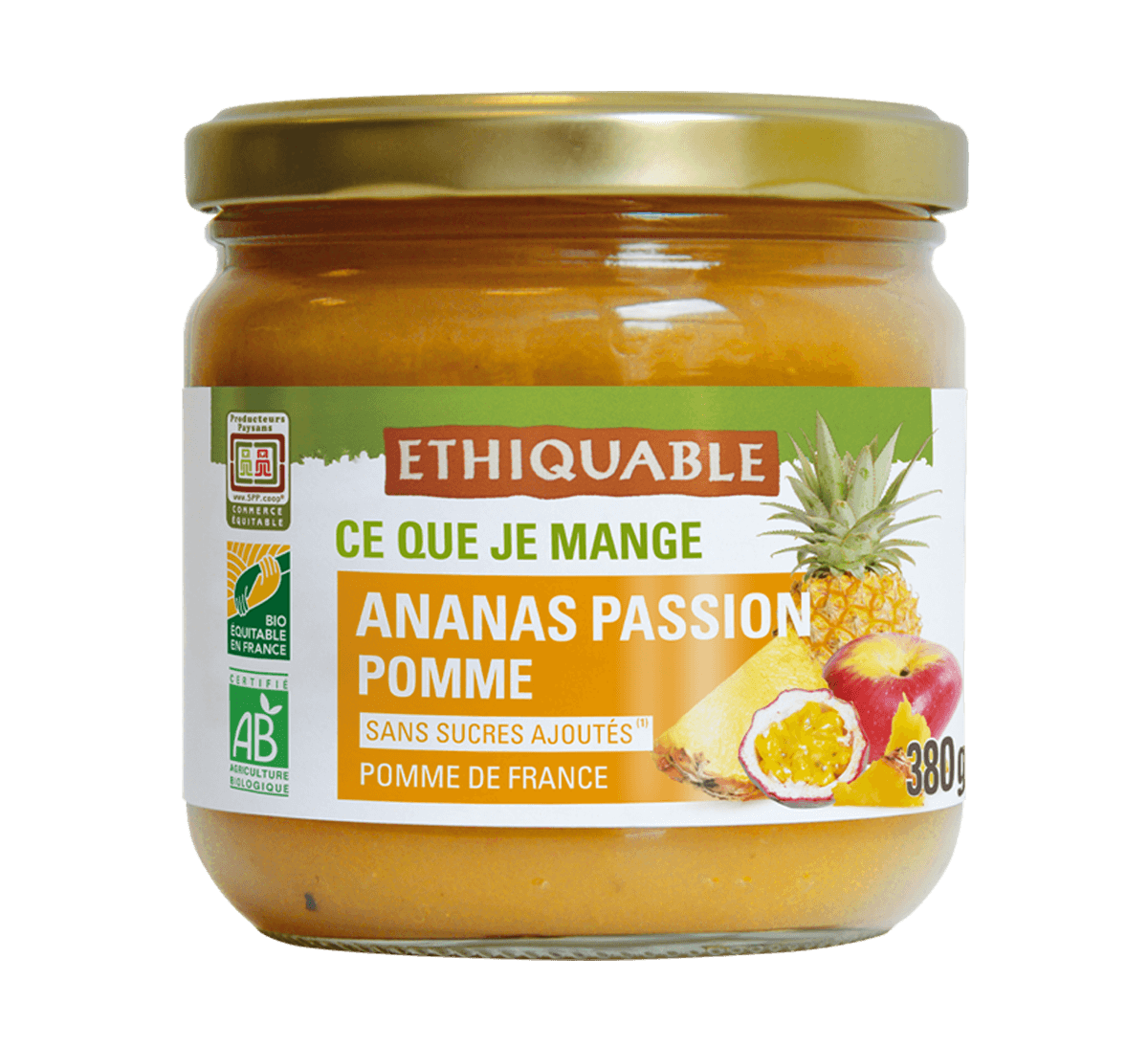 Purée bio ananas passion pomme en bocal issu du Commerce Equitable