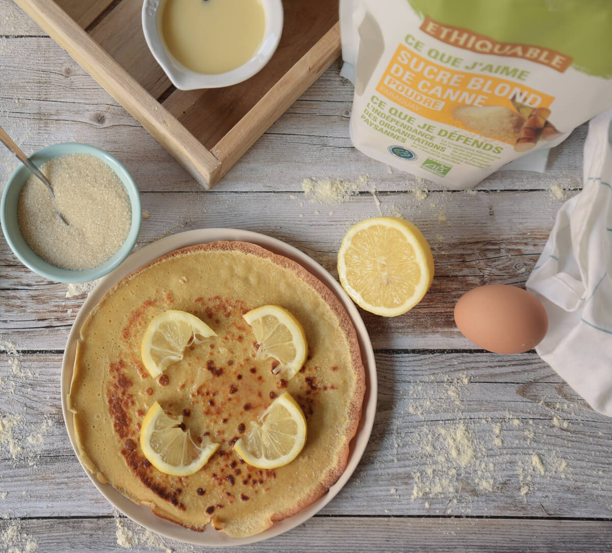 Crêpe réalisée avec du sucre blond de canne équitable et bio du Paraguay